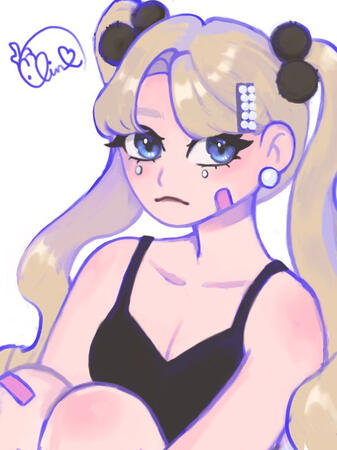 Digital Artwork of a girl with blonde hair and long twin tails